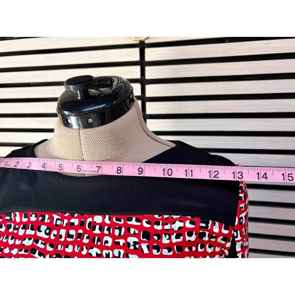 Max Mara Red‎ Black Geometric Print Long Sleeve Top medium luxury athleisure - Picture 7 of 7